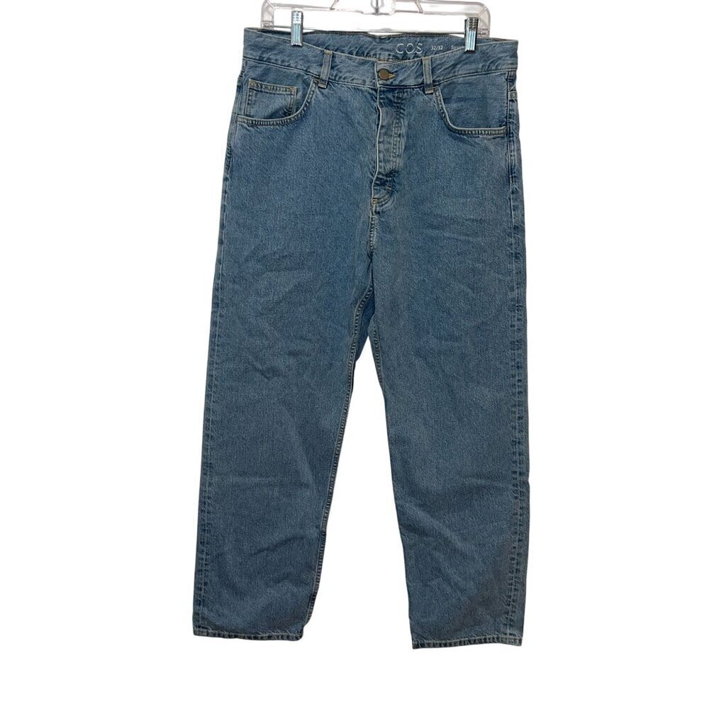 Cos Straight Leg High Rise Blue Denim Jeans Mens Size 32/32